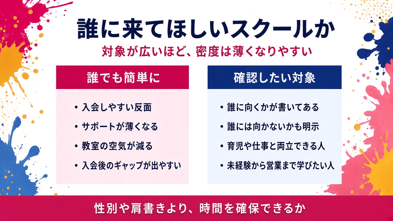 チェック6|誰に来てほしいスクールか、対象がはっきりしているか